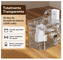 Fonte de Água Automática Transparente 1,5L para Gatos e Cães Pequenos Silenciosa com Filtro