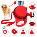 Guia Multifuncional Pet 4 em 1 com Porta Garrafa, Porta-Sacos e Tigela Dobrável