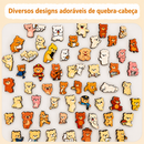 Quebra-Cabeça de Madeira Montessori Pets Modelos Cachorro, Gato e Urso