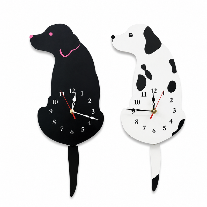 Relógio de Parede Decorativo Cachorro Labrador com Pêndulo Design Moderno em Acrílico Silencioso