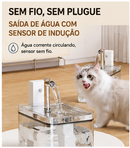 Fonte de Água Automática Transparente 1,5L para Gatos e Cães Pequenos Silenciosa com Filtro