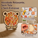Quebra-Cabeça de Madeira Montessori Pets Modelos Cachorro, Gato e Urso
