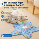 Tapete Interativo Eletrônico para Gatos com Rato Giratório 360° e Penas Brinquedo Inteligente de Caça