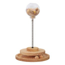 Brinquedo Interativo para Gatos CatSpring Torre de Enriquecimento com Mola, Dispenser de Petiscos e Base Giratória em Madeira
