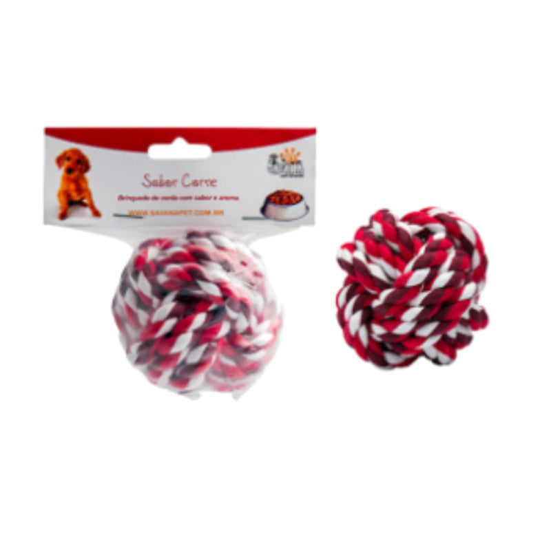 Brinquedo de Corda Bola Vermelha com Aroma de Carne Savana Pet