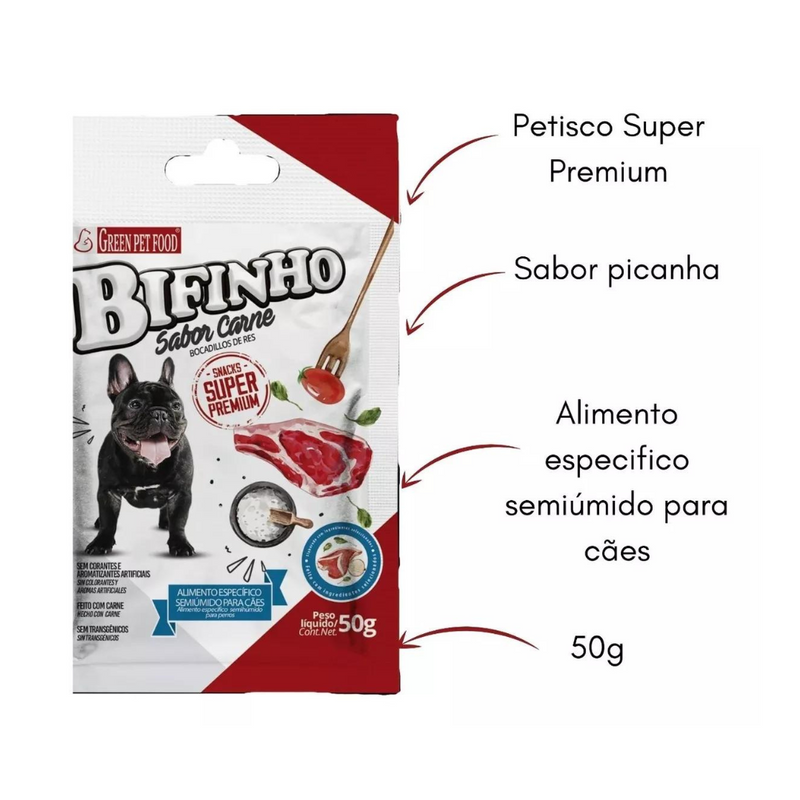 Bifinho Petisco Premium Sabor Carne Green Pet Food 50g